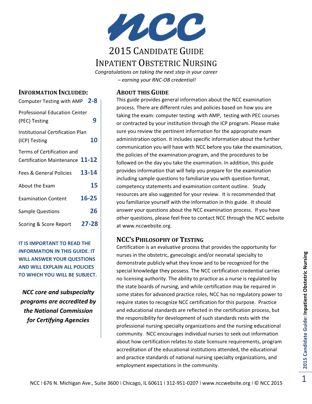 2015Candidate Guide Inpatient Obstetric Nursing