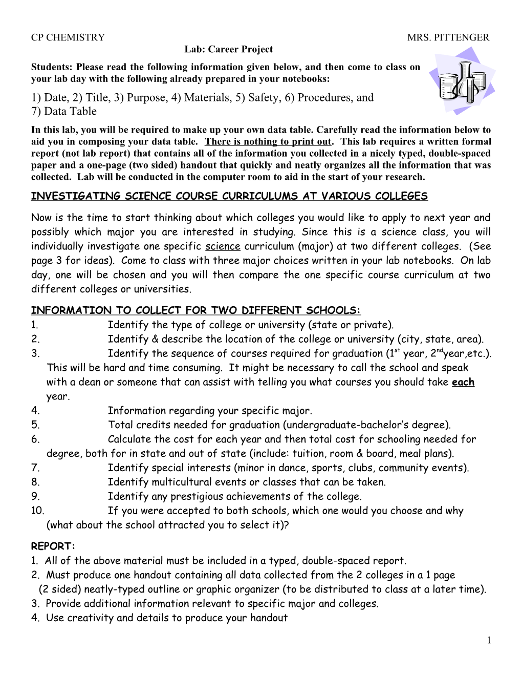 Investigating Science Course Curriculums at Various Colleges