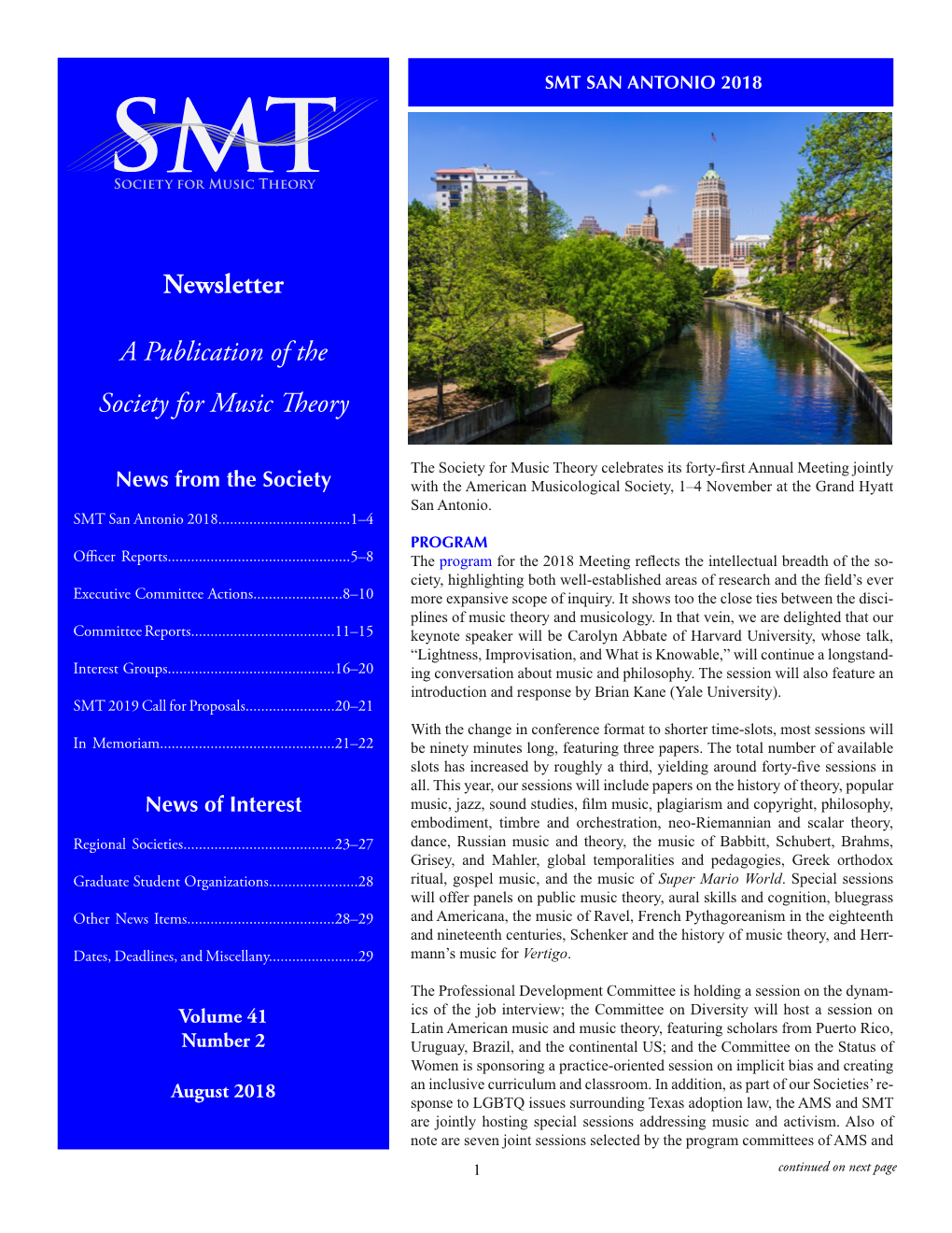 Newsletter a Publication of the Society for Music Theory