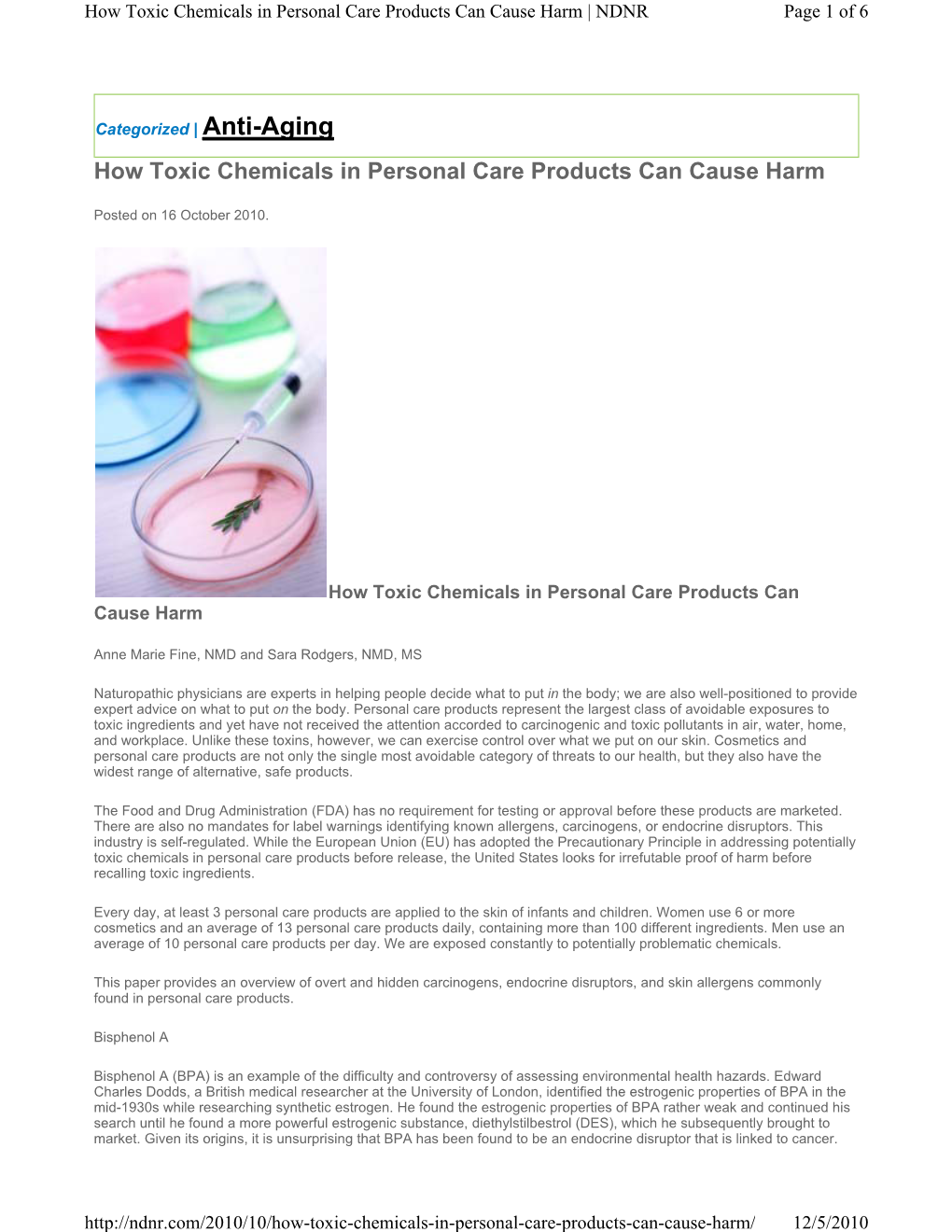 How Toxic Chemicals in Personal Care Products Can Cause Harm | NDNR Page 1 of 6