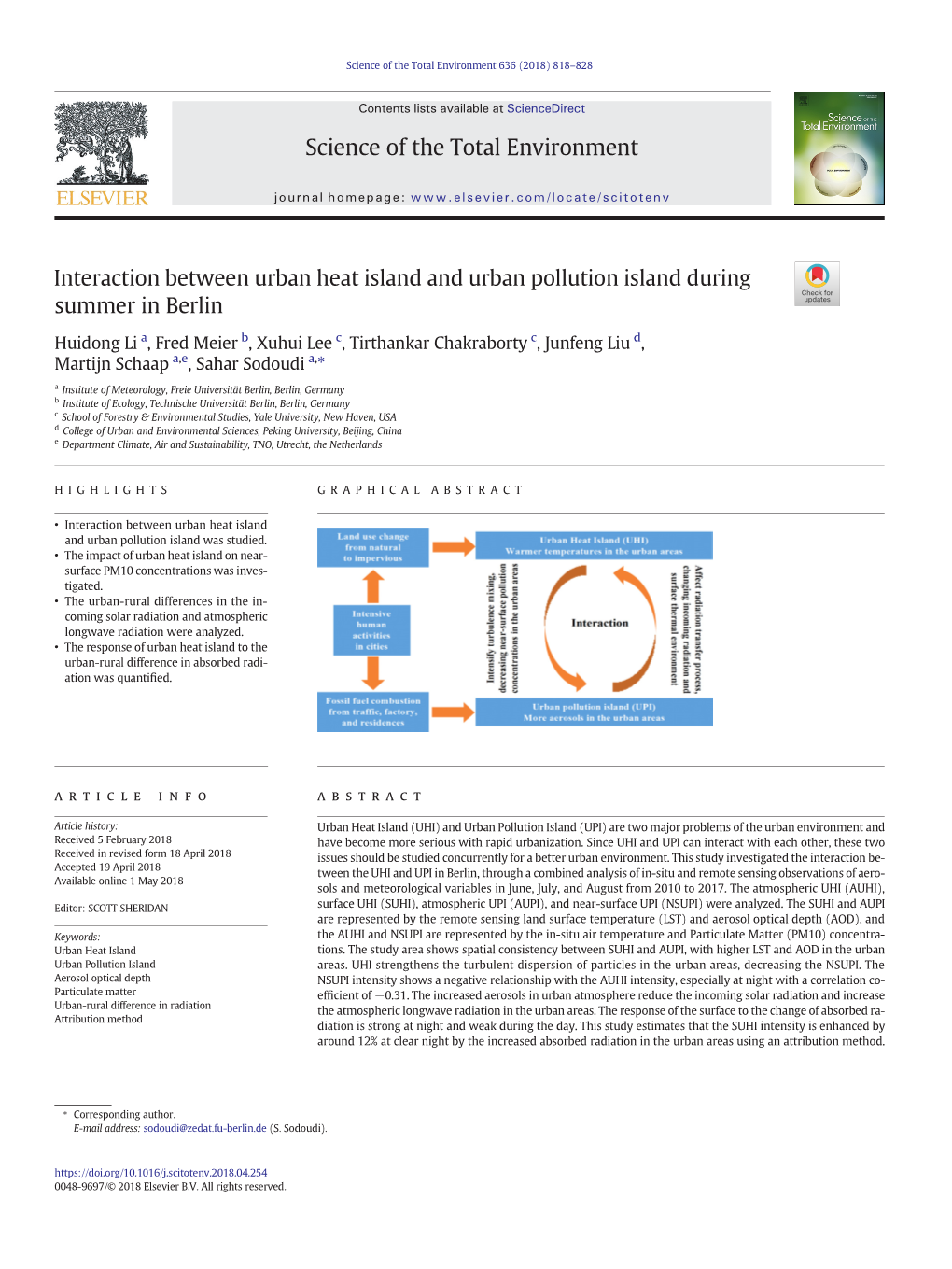 Interaction Between Urban Heat Island and Urban Pollution Island During Summer in Berlin