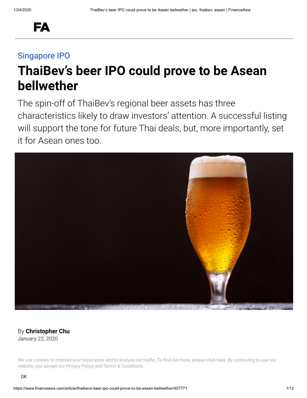 Thaibev's Beer IPO Could Prove to Be Asean Bellwether