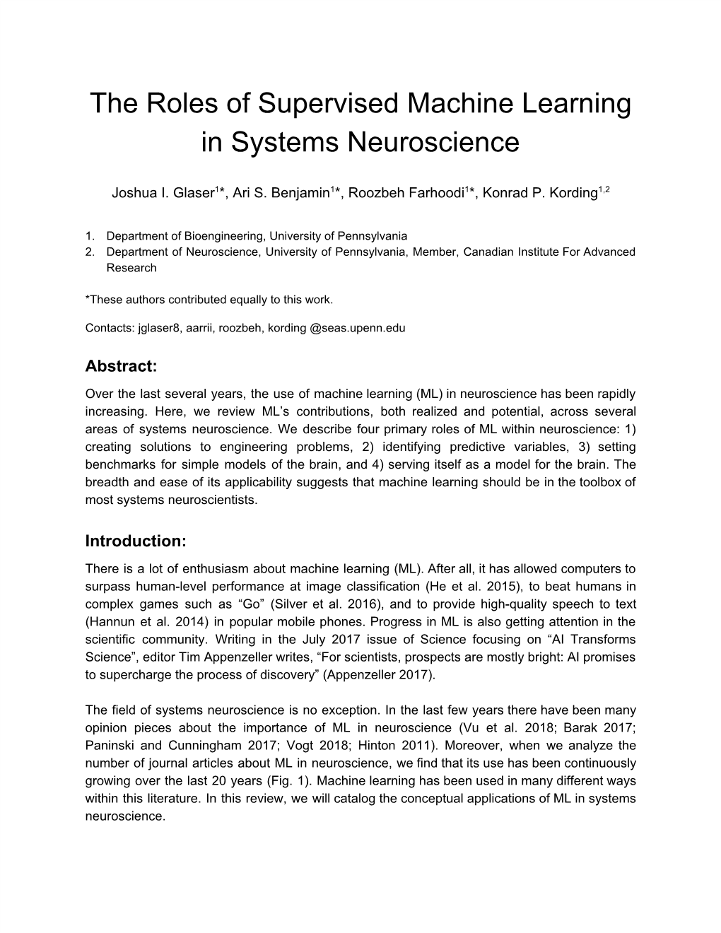 The Roles of Supervised Machine Learning in Systems Neuroscience