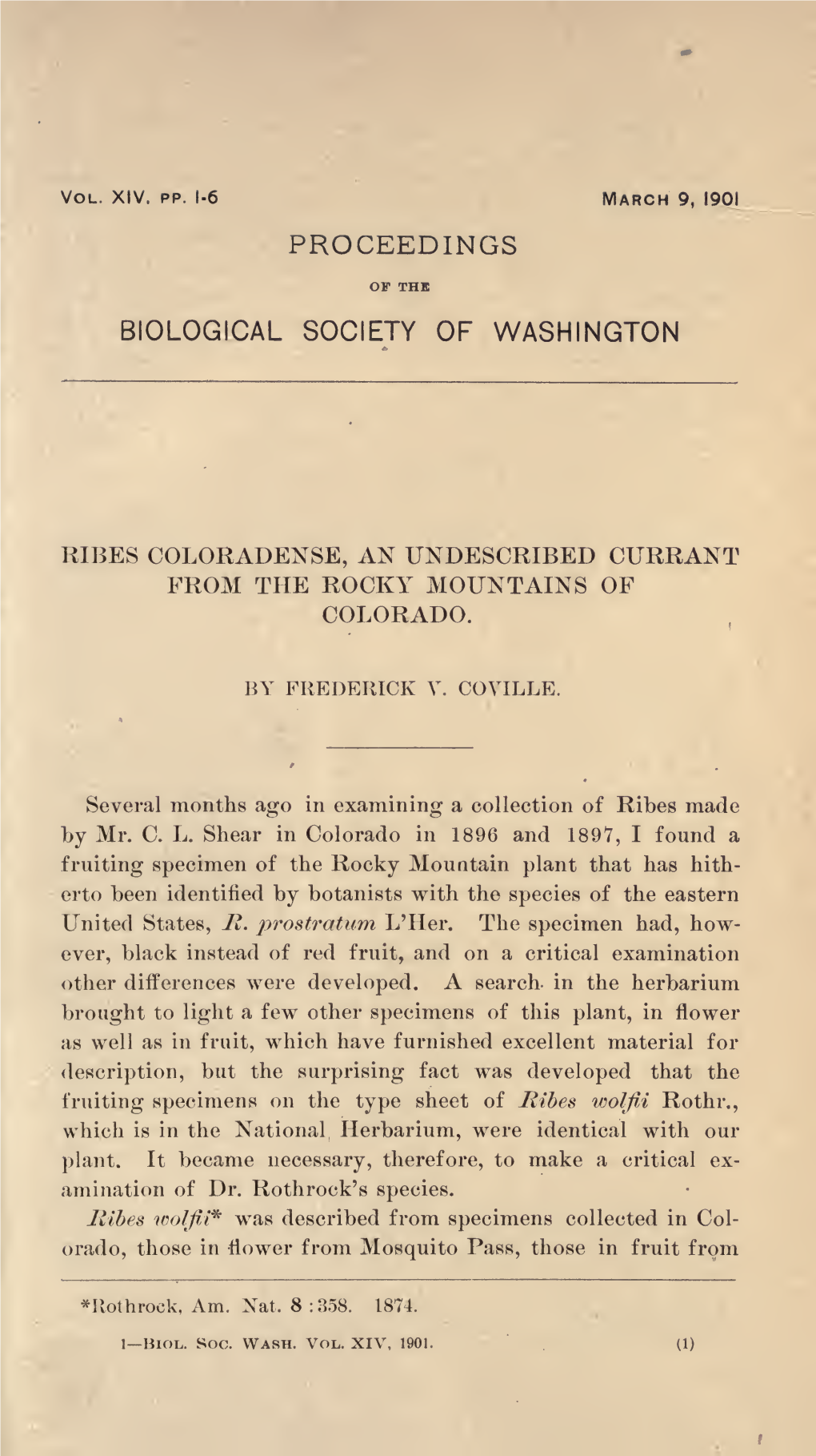 Proceedings of the Biological Society of Washington