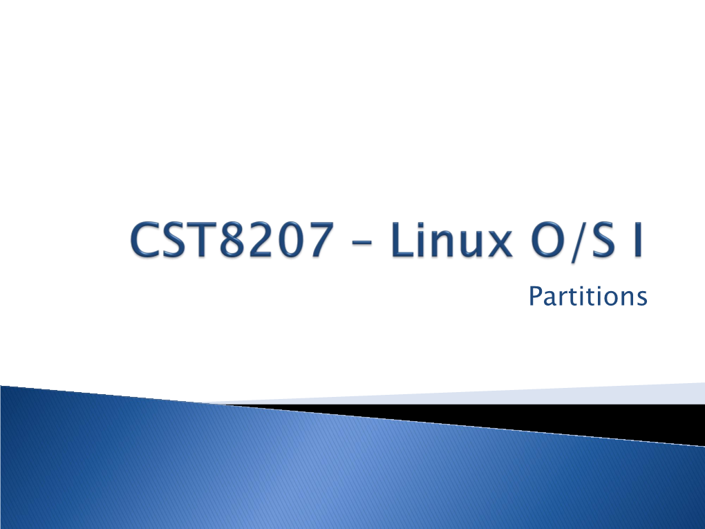 CST8207 – Linux O/S I