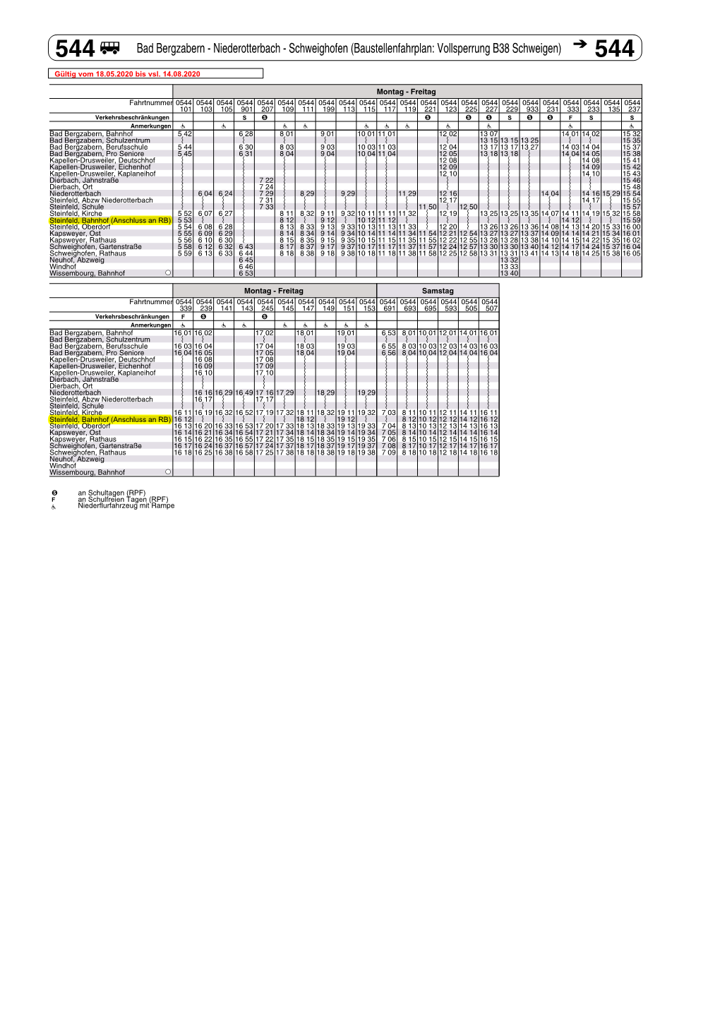 544 Baustellenfahrplan 18.05.2020-14.08.2020