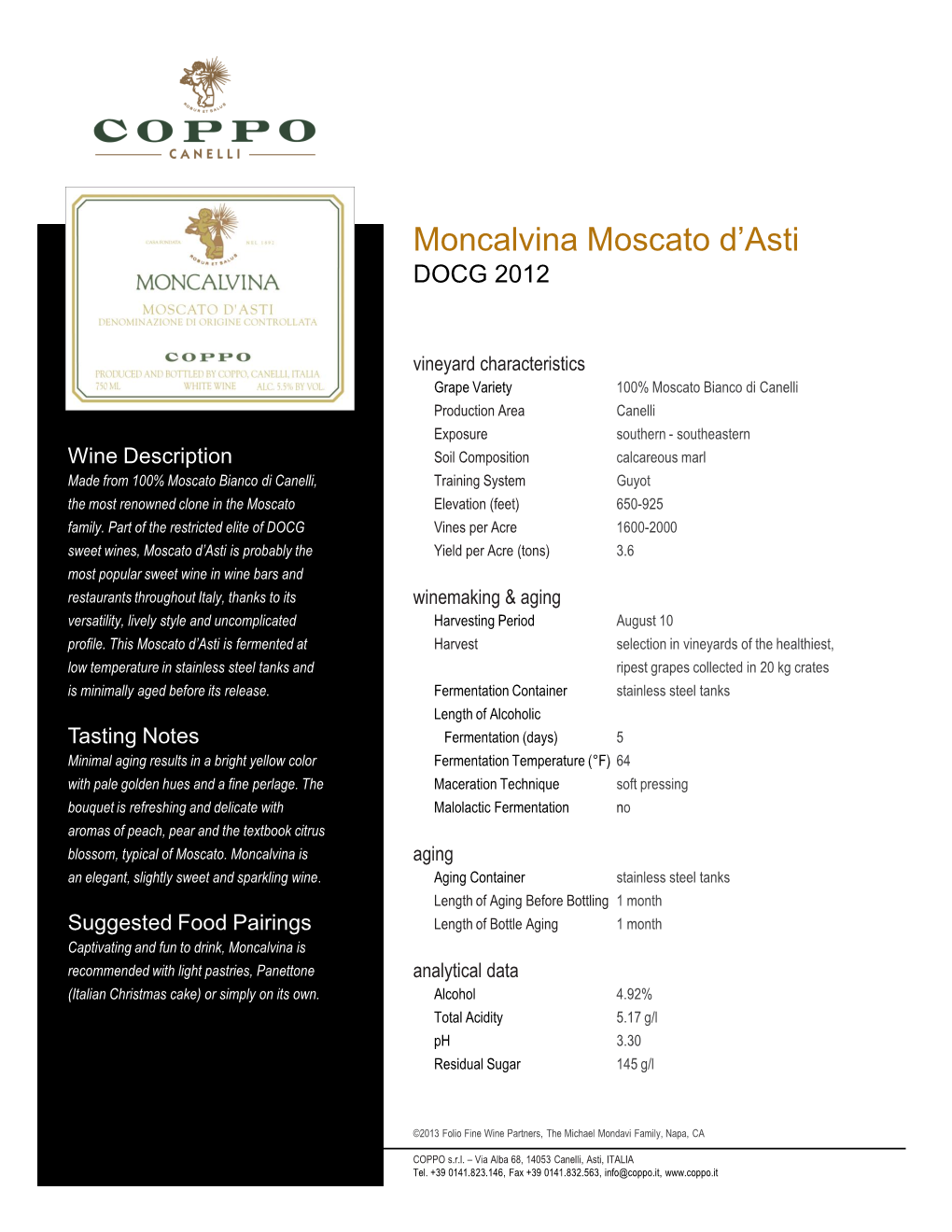 Moncalvina Moscato D'asti