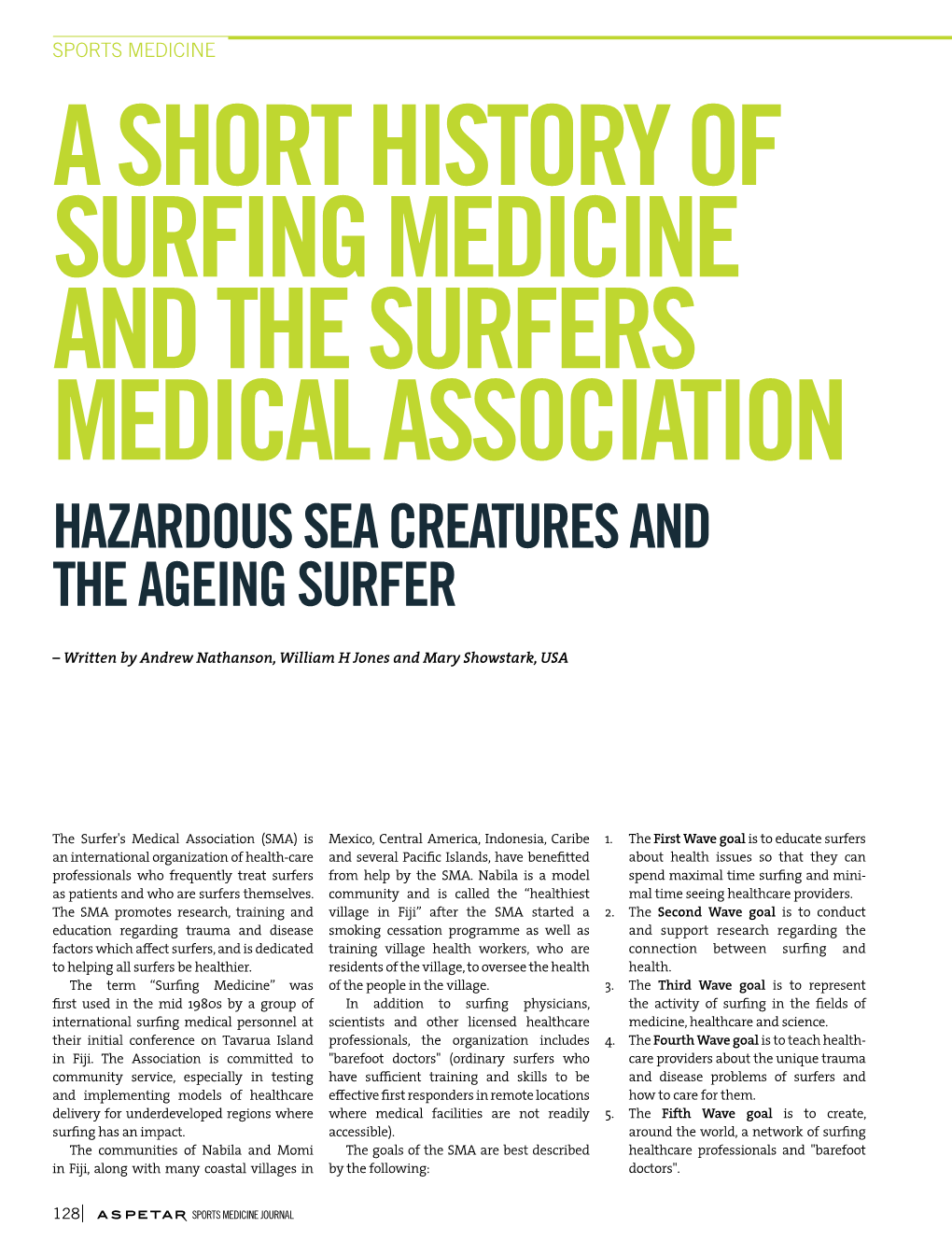 Hazardous Sea Creatures and the Ageing Surfer