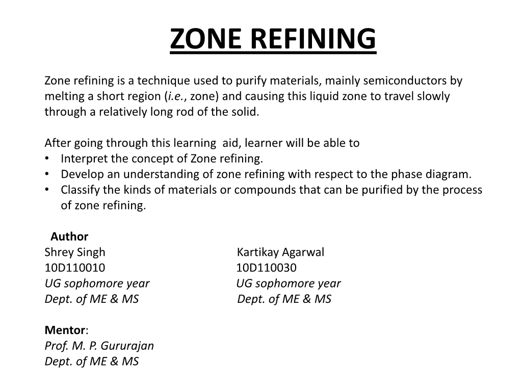 Zone Refining