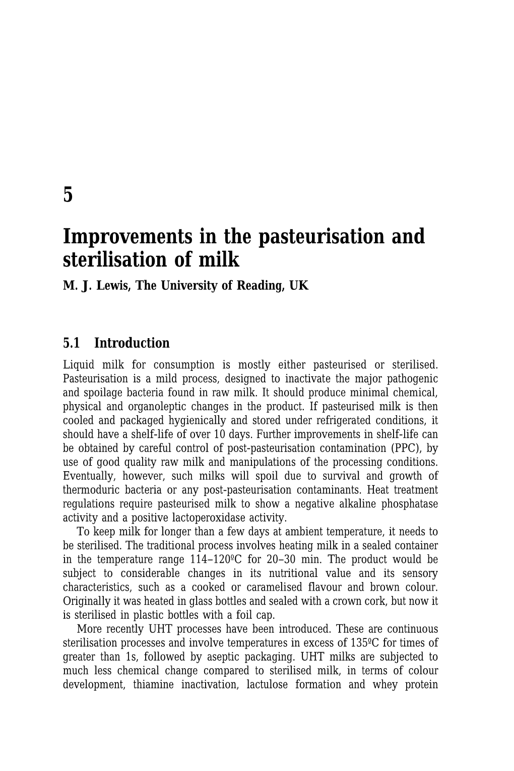 Improvements in the Pasteurisation and Sterilisation of Milk M