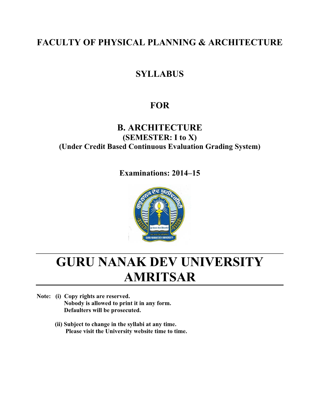 Guru Nanak Dev University Amritsar