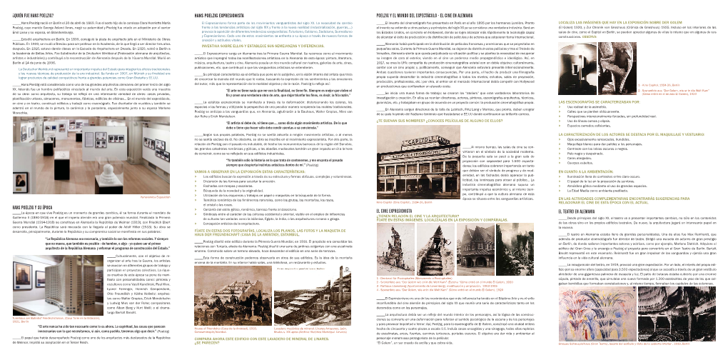 HANS POELZIG EXPRESIONISTA POELZIG Y EL MUNDO DEL ESPECTÁCULO - EL CINE EN ALEMANIA _____Hans Poelzig Nació En Berlín El 30 De Abril De 1869