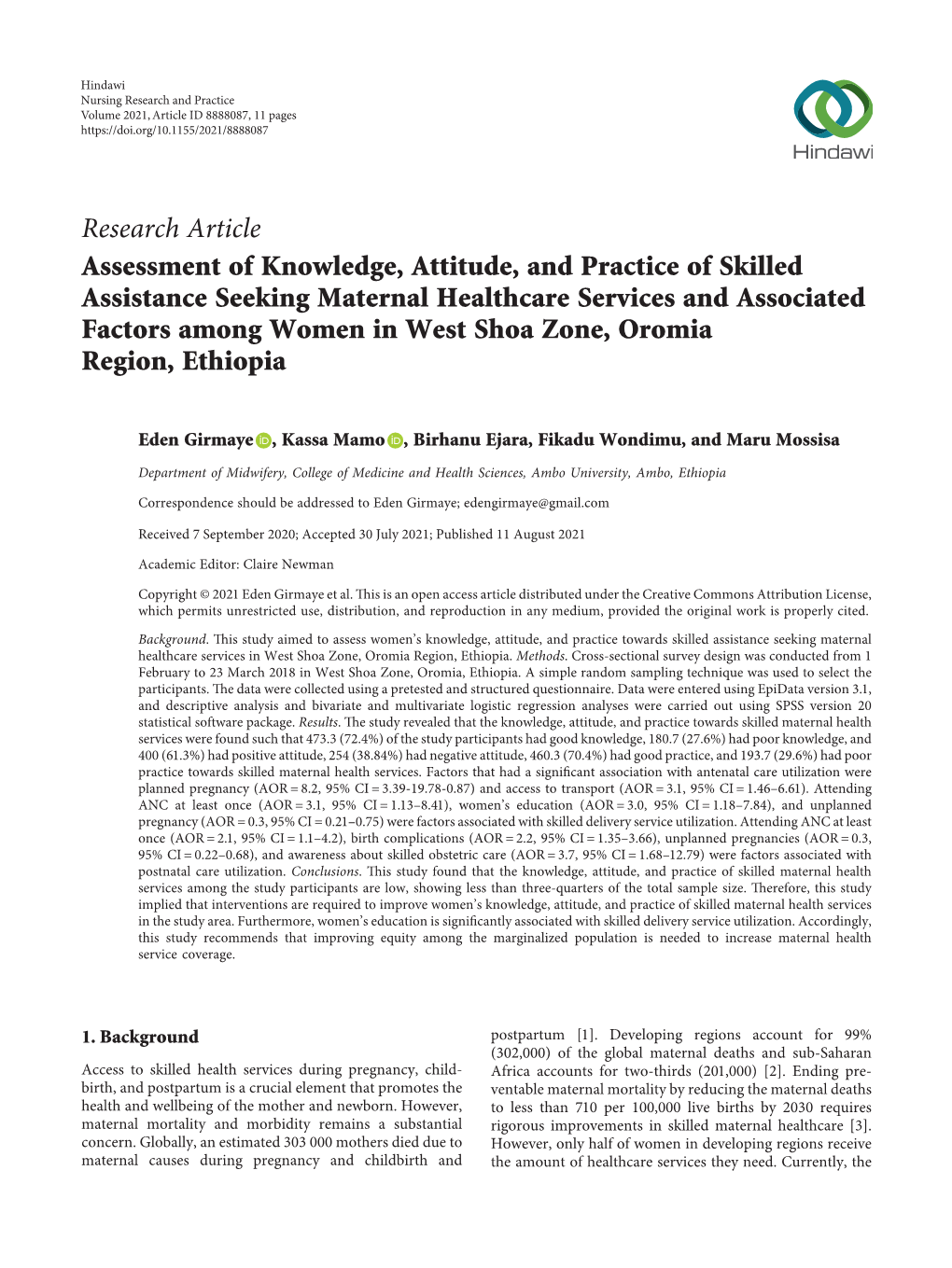 Research Article Assessment of Knowledge, Attitude, and Practice