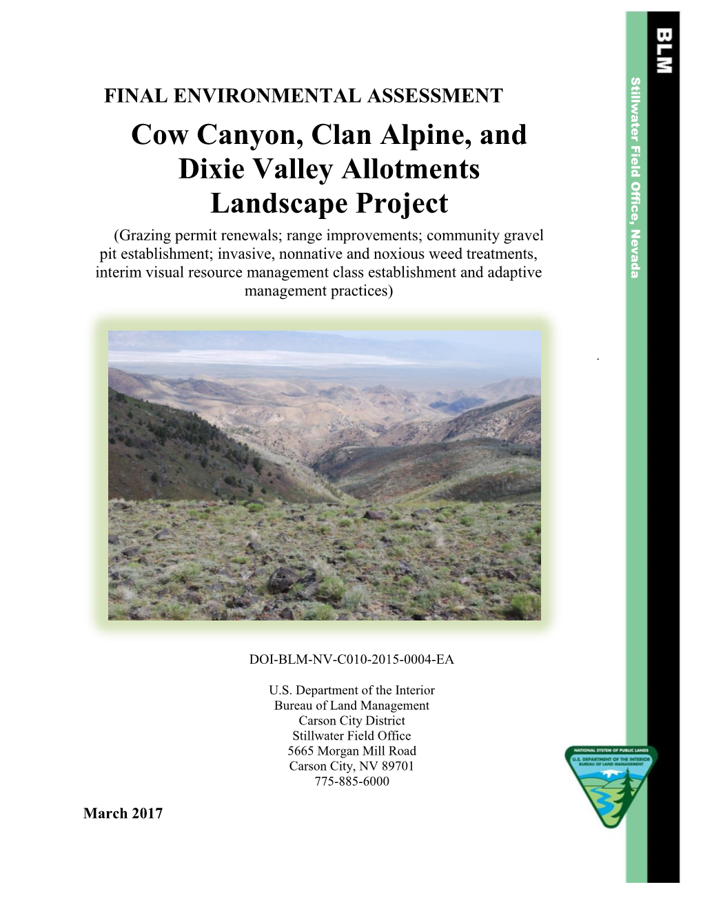 Cow Canyon, Clan Alpine, and Dixie Valley Allotments Landscape Project