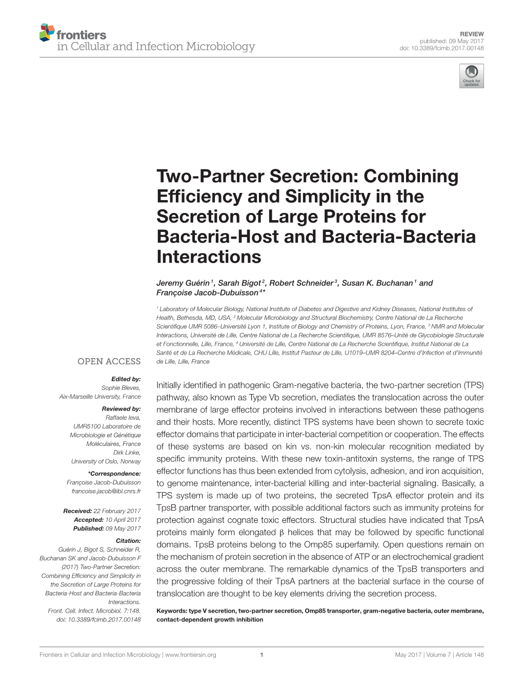 Two-Partner Secretion: Combining Efﬁciency and Simplicity in the Secretion of Large Proteins for Bacteria-Host and Bacteria-Bacteria Interactions