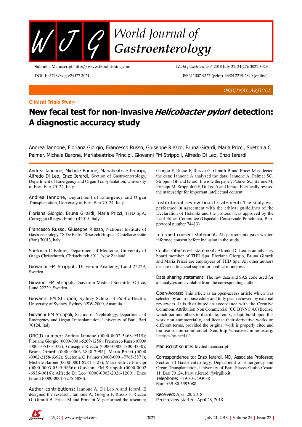 New Fecal Test for Non-Invasive Helicobacter Pylori Detection: a Diagnostic Accuracy Study