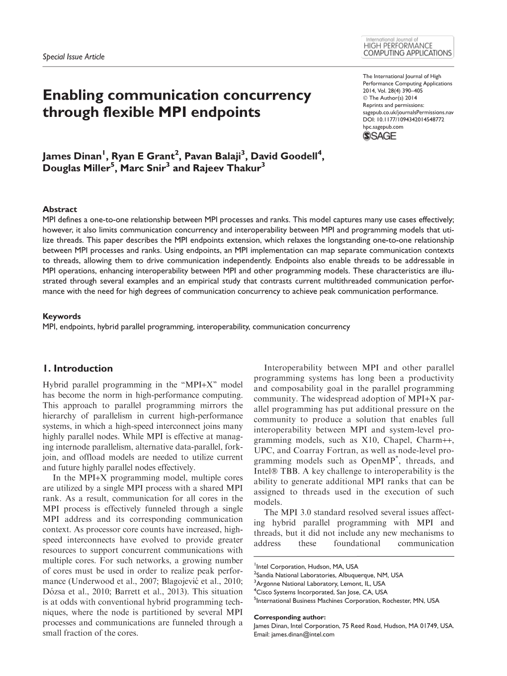 Enabling Communication Concurrency Through Flexible MPI Endpoints