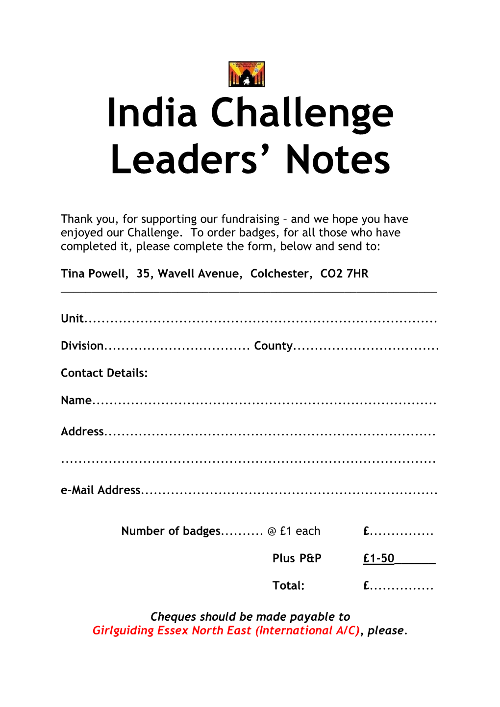 India Challenge Leaders' Notes