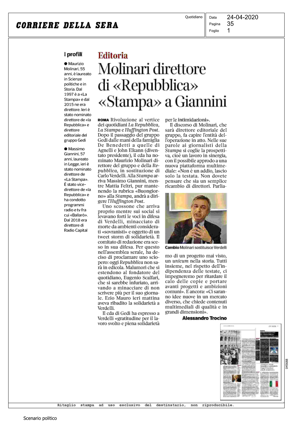 Molinari Direttore Di «Repubblica» «Stampa»