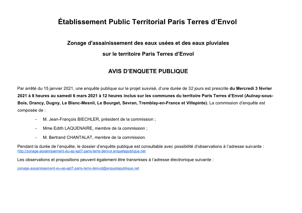 Avis De L'enquête Publique