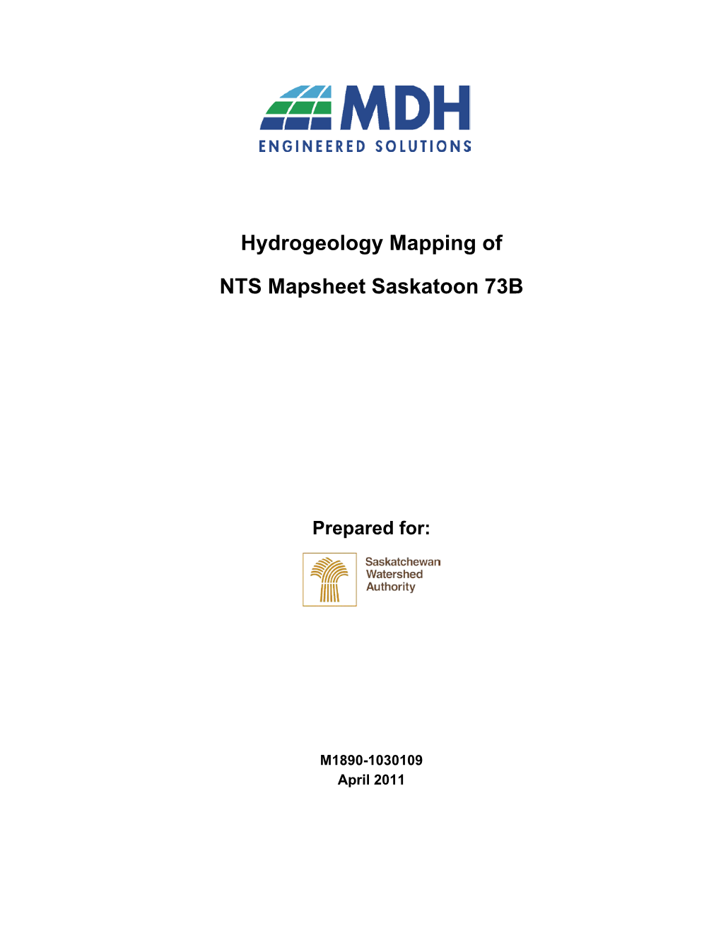 Hydrogeology Mapping of NTS Mapsheet Saskatoon