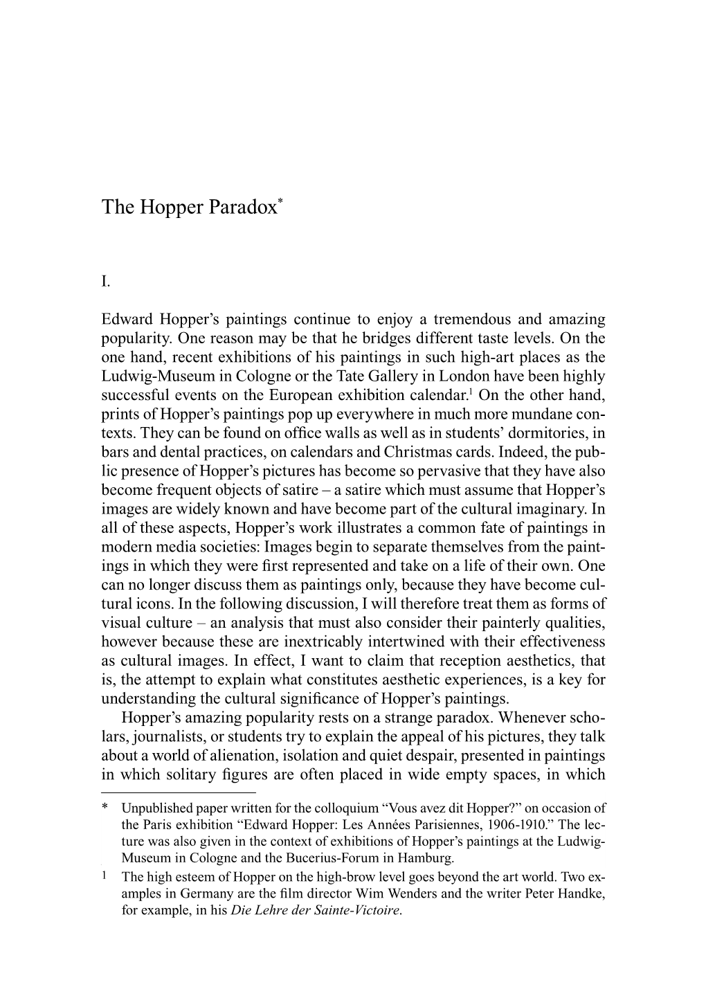 The Hopper Paradox*