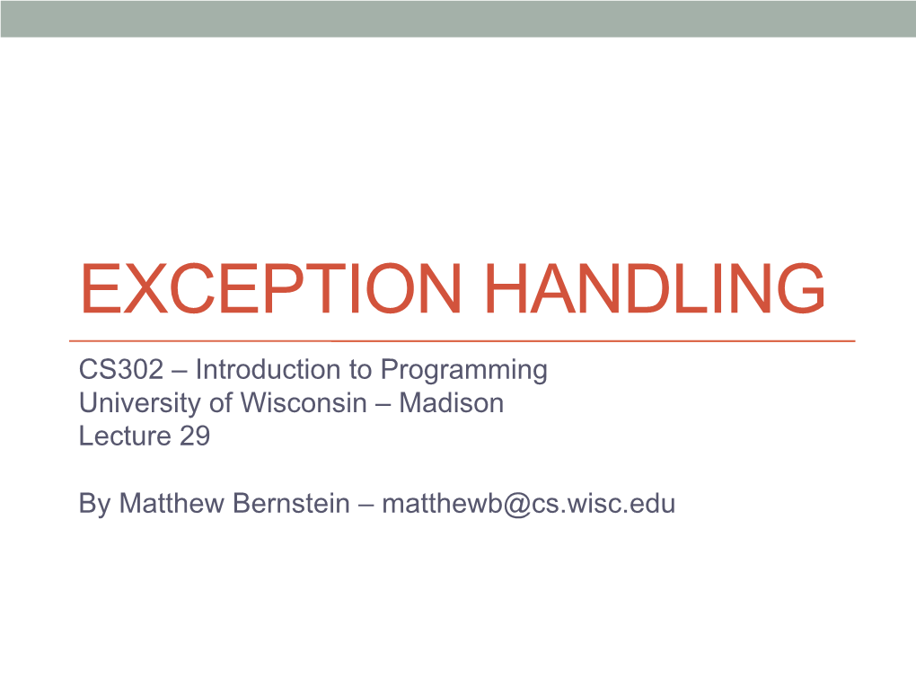 Exception Handling