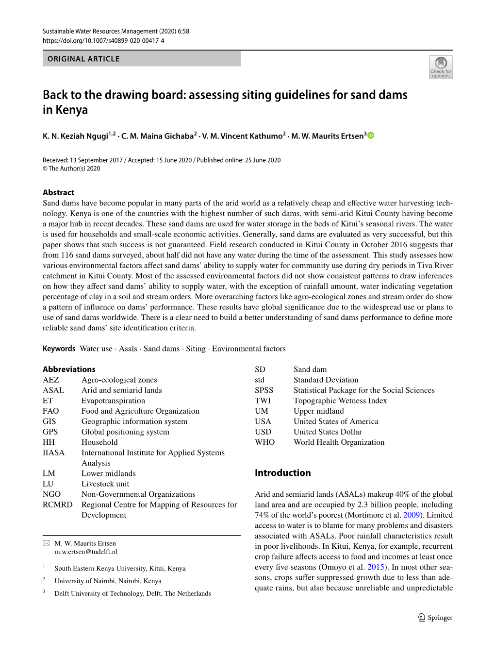 Assessing Siting Guidelines for Sand Dams in Kenya