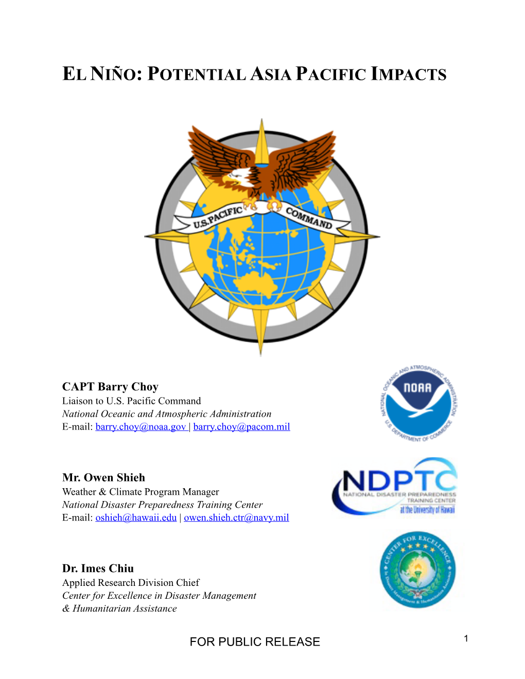 El Niño: Potential Asia Pacific Impacts