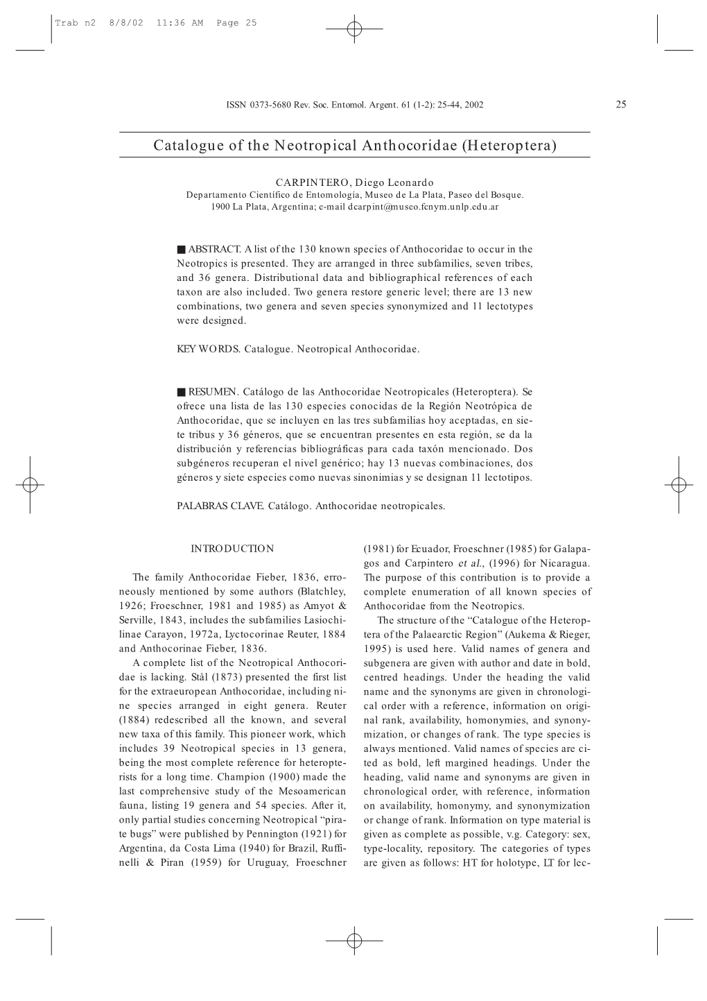 Catalogue of the Neotropical Anthocoridae (Heteroptera)