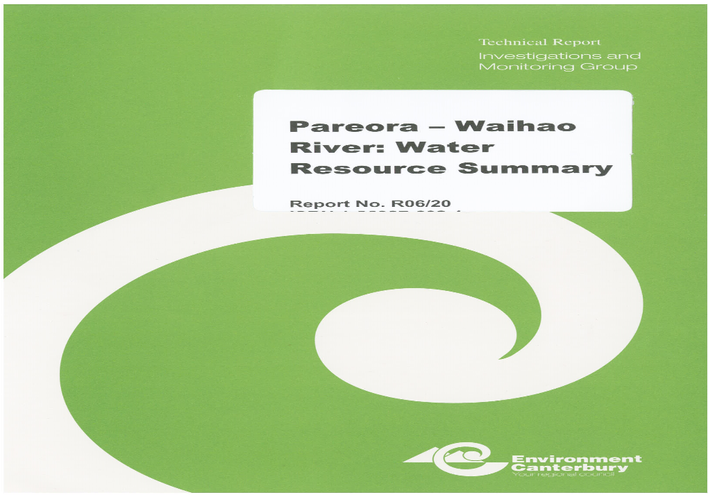 Pareora – Waihao River: Water Resource Summary