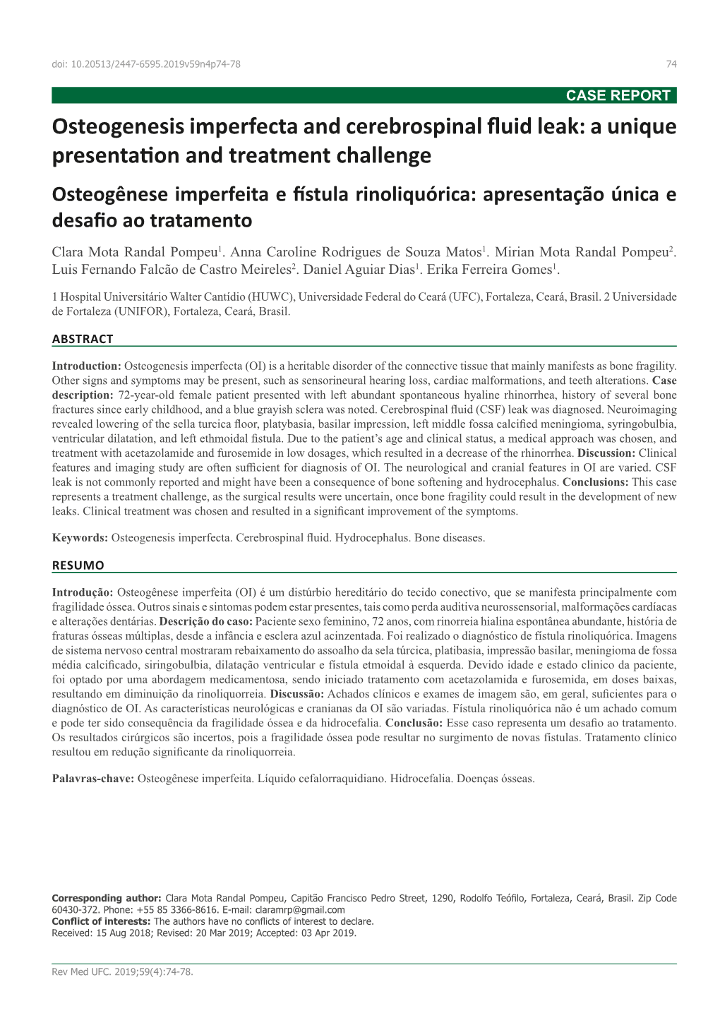 Osteogenesis Imperfecta and Cerebrospinal