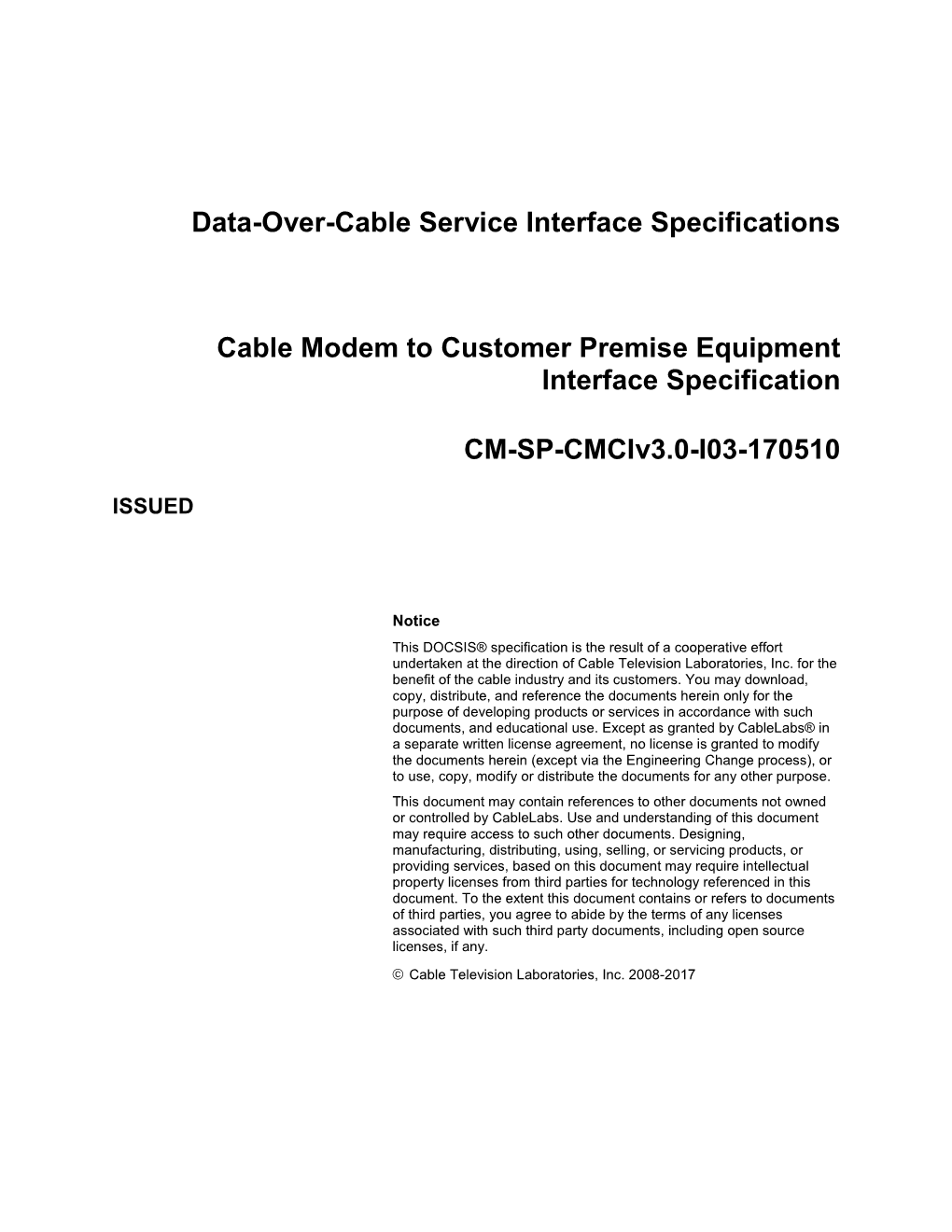Data-Over-Cable Service Interface Specifications Cable Modem To