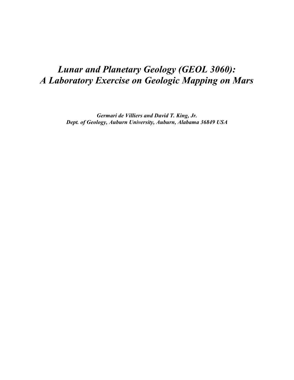 Lunar and Planetary Geology Laboratory 3