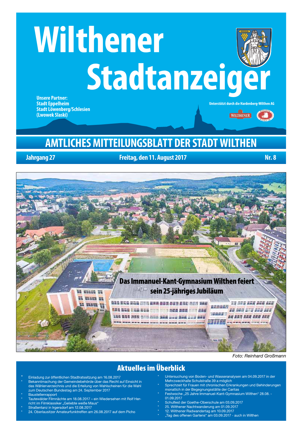 Wilthener Stadtanzeiger Unsere Partner: Stadt Eppelheim Unterstützt Durch Die Hardenberg-Wilthen AG Stadt Löwenberg/Schlesien (Lwowek Slaski)