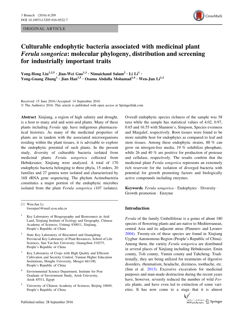 Culturable Endophytic Bacteria Associated with Medicinal Plant Ferula Songorica: Molecular Phylogeny, Distribution and Screening for Industrially Important Traits