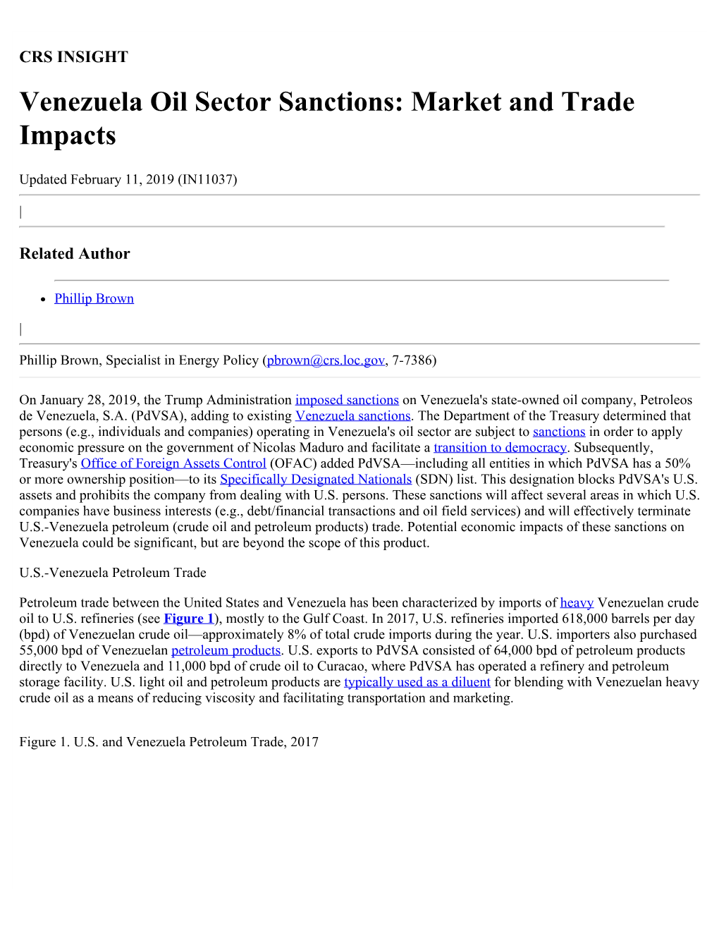 Venezuela Oil Sector Sanctions: Market and Trade Impacts