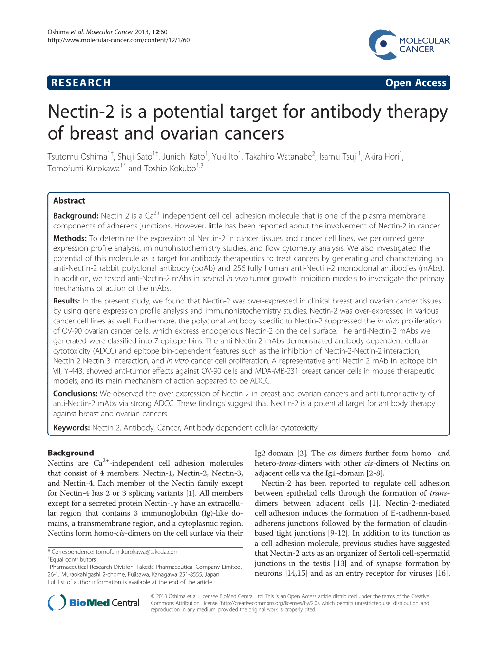 Nectin-2 Is a Potential Target for Antibody Therapy of Breast And