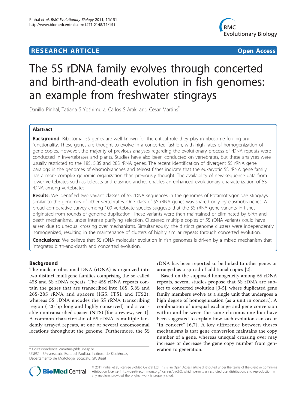 The 5S Rdna Family Evolves Through Concerted and Birth-And-Death