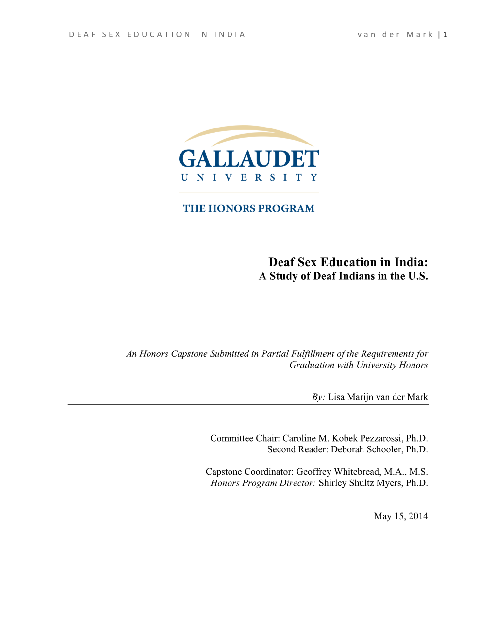 Deaf Sex Education in India: a Study of Deaf Indians in the U.S