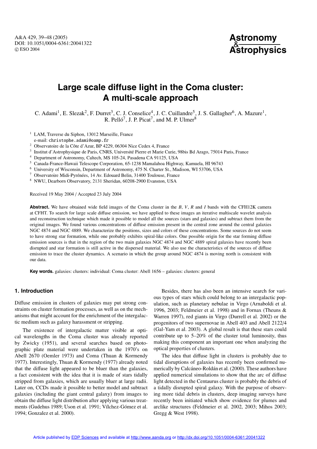 Large Scale Diffuse Light in the Coma Cluster: a Multi-Scale Approach