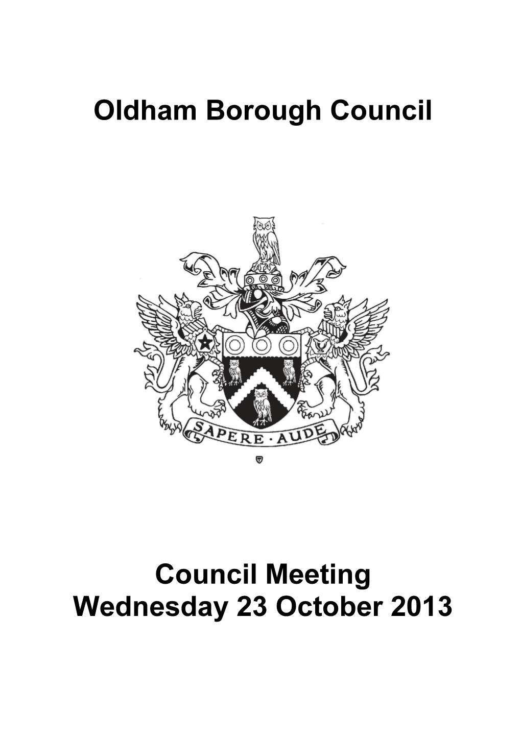 Oldham Borough Council Council Meeting Wednesday 23 October 2013