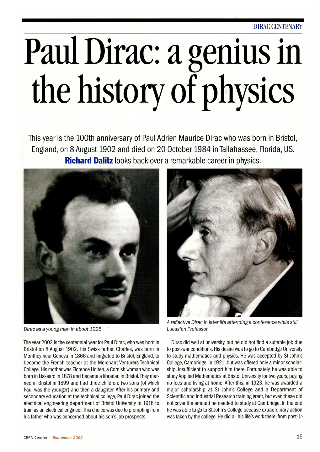 Paul Dirac: a Genius in the History of Physics