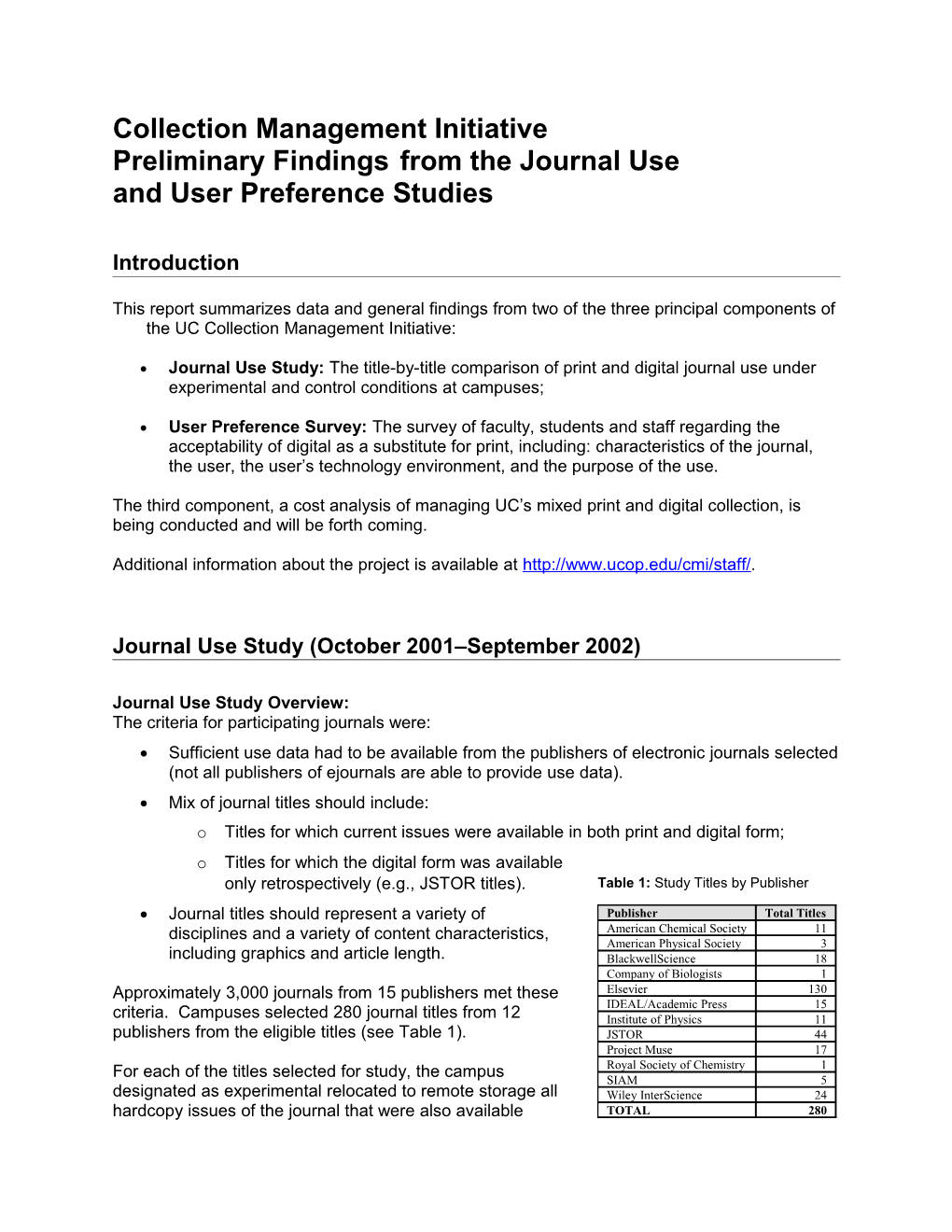 Overview of the Collection Management Initative