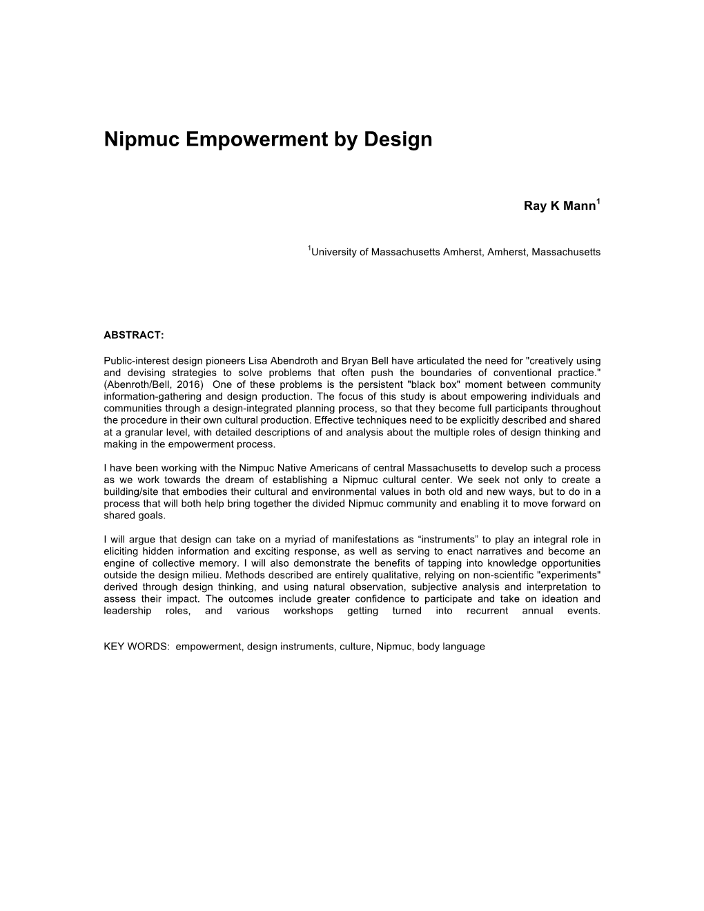 Nipmuc Empowerment by Design