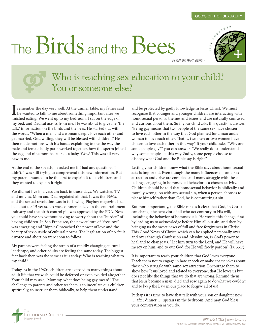 The Birds and the Bees by REV. DR. GARY ZIEROTH