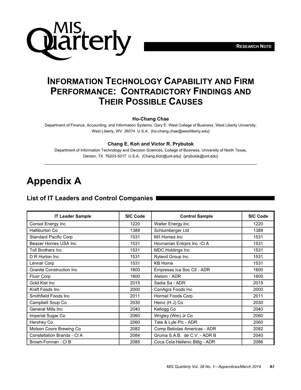 Information Technology Capability and Firm Performance: Contradictory Findings and Their Possible Causes