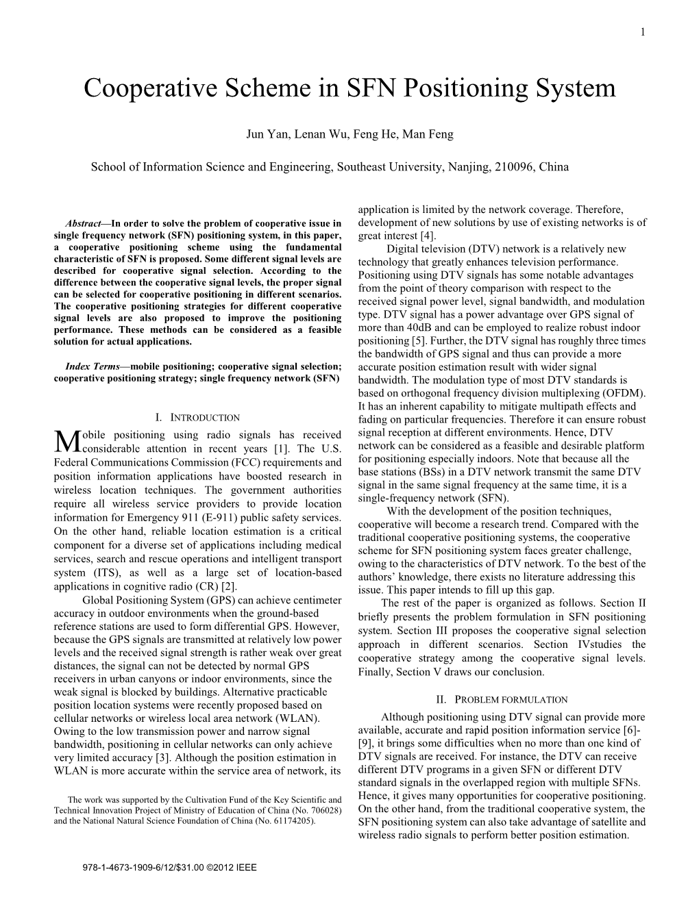 Cooperative Scheme in SFN Positioning System