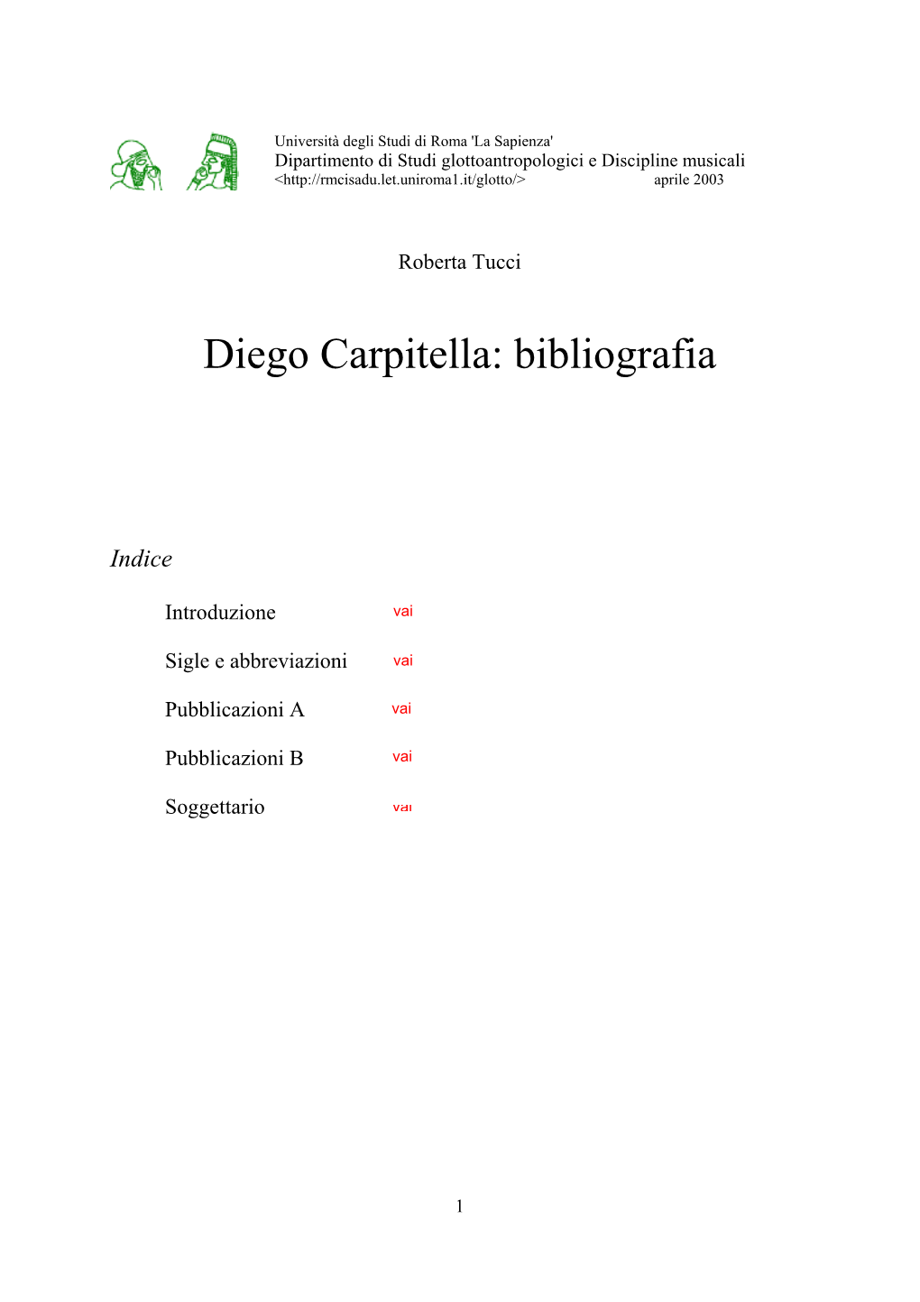 Diego Carpitella: Bibliografia