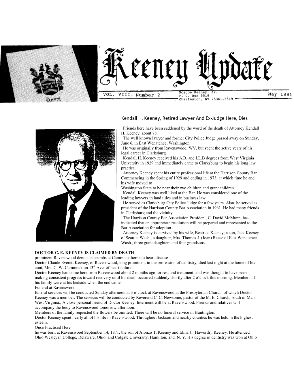 Keeney Update Vol. VIII, Number 2 Page 2 of 10